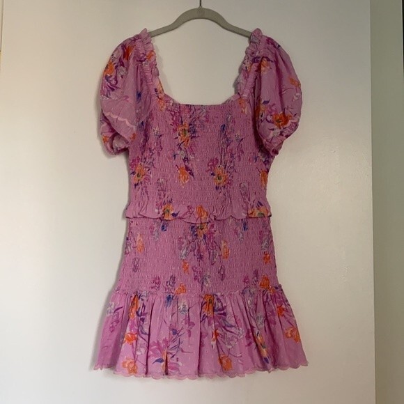 LoveShackFancy Dress Jarrah Pink Floral Royal Pink Berry Women's Medium Preppy - Picture 10 of 12
